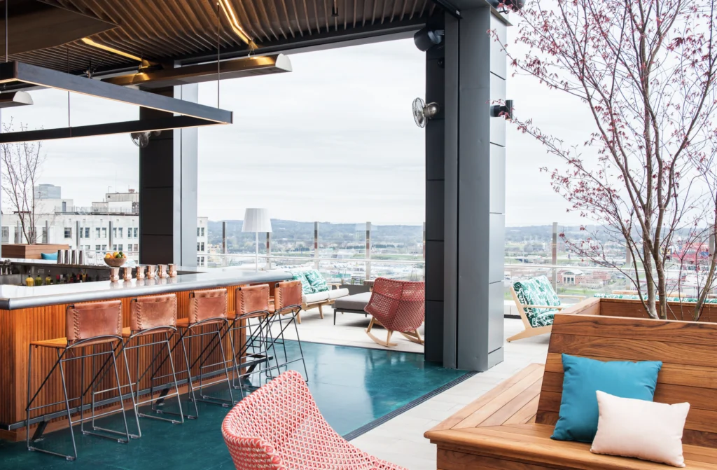 rare bird rooftop bar in nashville Tennessee for bachelorette dinners in nashville