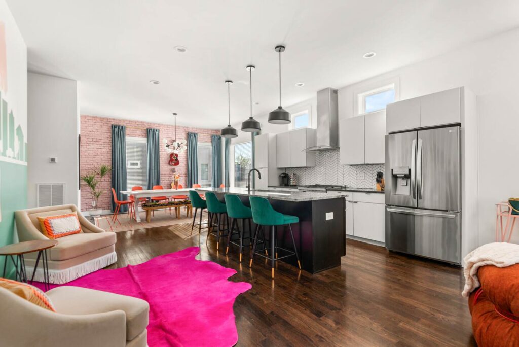 nashville bachelorette airbnb pink and green