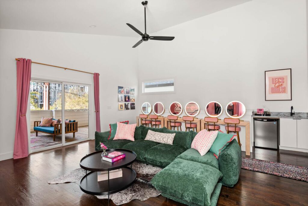 nashville bachelorette airbnb pink and green